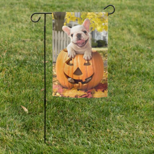 Dog in Jack_o_Lantern Garden Flag