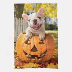 Dog in Jack-o-Lantern Kitchen Towel