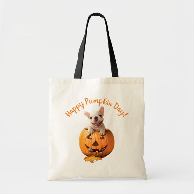 Dog in Jack-o-Lantern Tote Bag (Front)