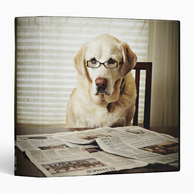 Dog in morning routine 3 ring binder (Front/Spine)