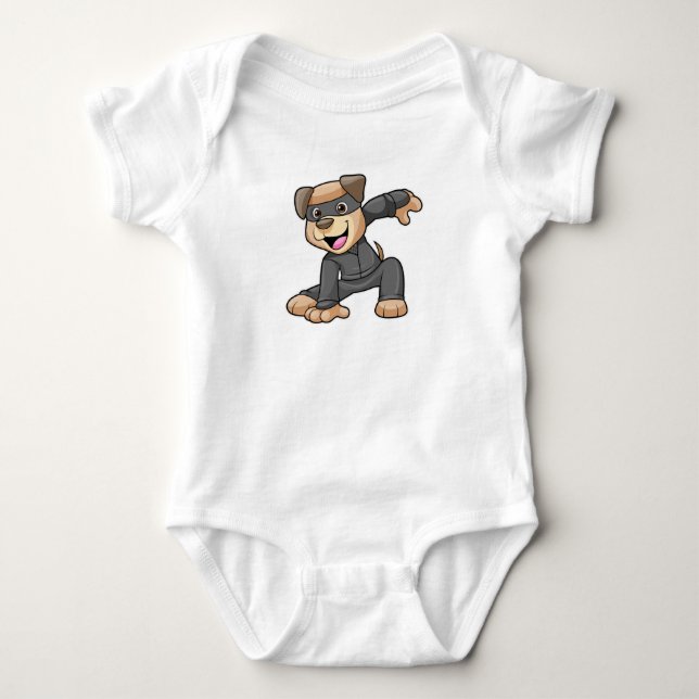 Dog in Ninja Costume Baby Bodysuit (Front)