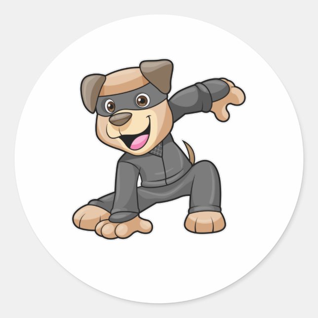 Dog in Ninja Costume Classic Round Sticker (Front)