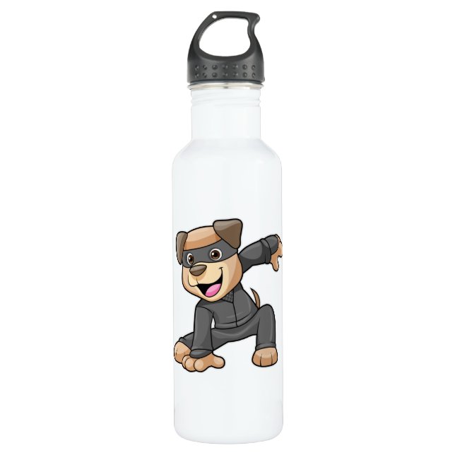 Dog in Ninja Costume Stainless Steel Water Bottle (Front)