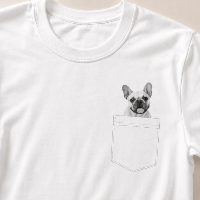Dog In Pocket | Custom Pet Photo Black & White T-Shirt (Creator Uploaded)