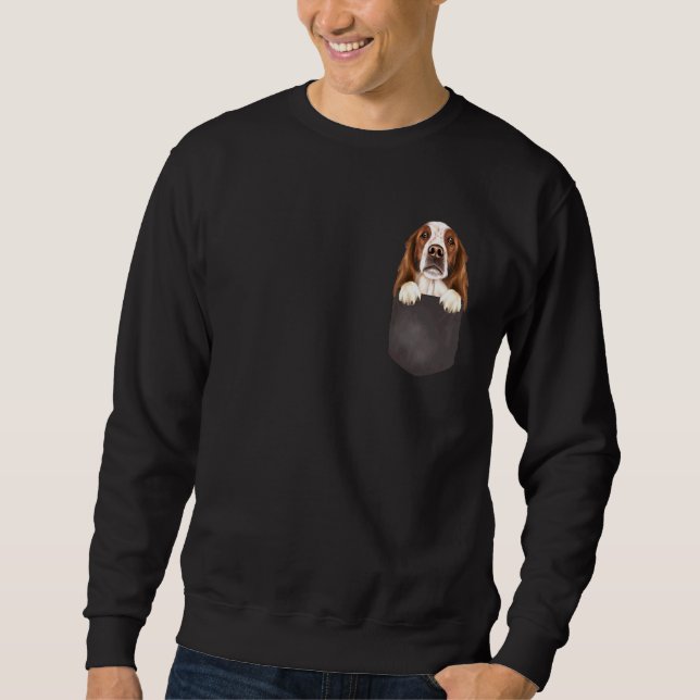 Dog In Pocket Dog Irish Red And White Setter Sweatshirt (Front)