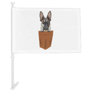 Dog in Pocket Funny Puppy for Dog Lovers Bulldog Car Flag