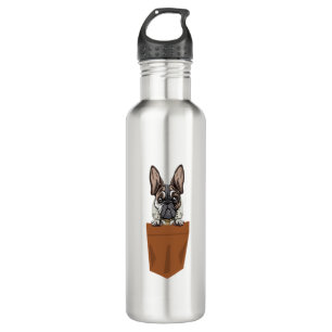 Dog in Pocket Funny Puppy for Dog Lovers Bulldog  Stainless Steel Water Bottle