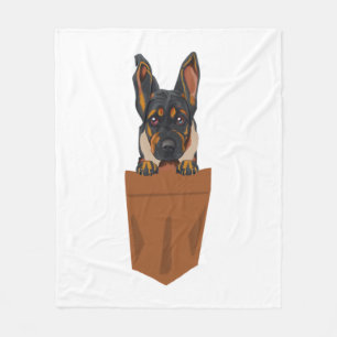 Dog in Pocket Funny Puppy for Dog Lovers Rottweile Fleece Blanket