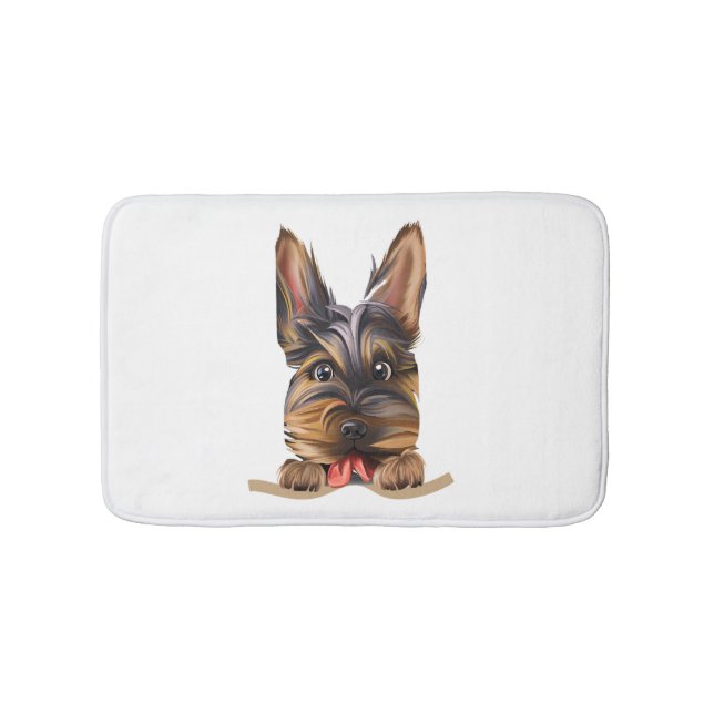 Dog in Pocket Funny Puppy for Dog Lovers Yorkshire Bath Mat (Front)