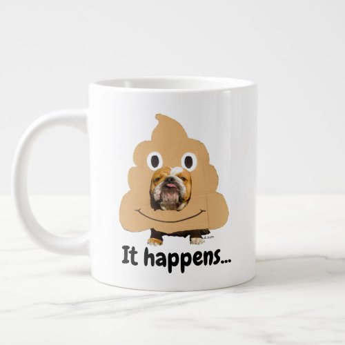 Dog in Poop Emoji Costume Giant Coffee Mug