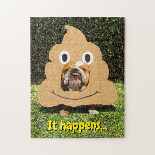 Dog in Poop Emoji Costume Jigsaw Puzzle