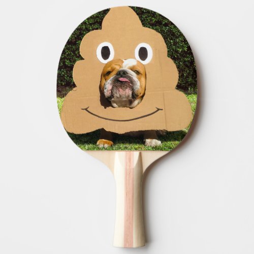 Dog in Poop Emoji Costume Ping Pong Paddle