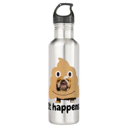 Dog in Poop Emoji Costume Stainless Steel Water Bottle