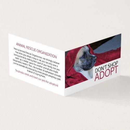 Dog in Red Blanket Pet Adoption Detailed Business Card