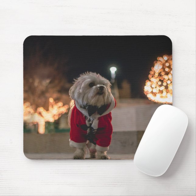 Dog in Santa costume Mouse Pad (With Mouse)