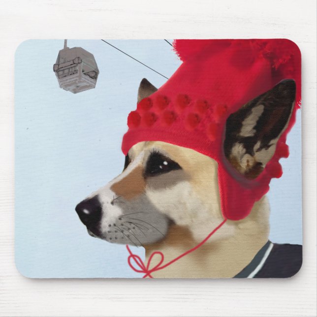 Dog in Ski Sweater Mouse Pad (Front)