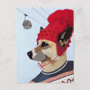 Dog in Ski Sweater Postcard