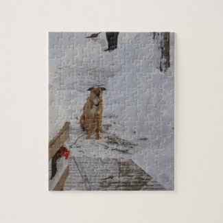 Dog In Snow Jigsaw Puzzle