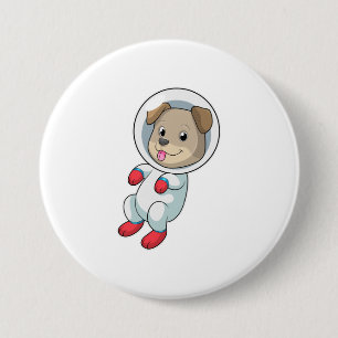 Dog in Space in Suit Button