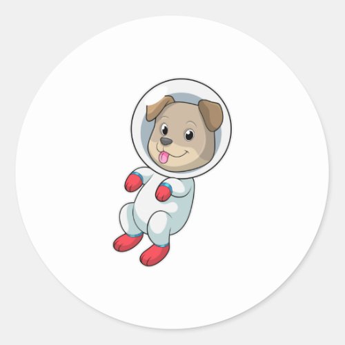 Dog in Space in Suit Classic Round Sticker