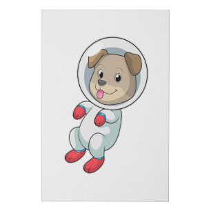 Dog in Space in Suit Faux Canvas Print