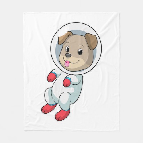 Dog in Space in Suit Fleece Blanket