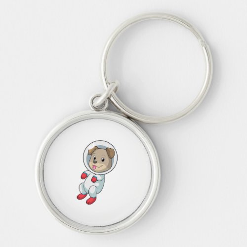 Dog in Space in Suit Keychain