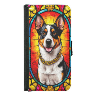Dog in Stained Glass Style Samsung Galaxy S5 Wallet Case