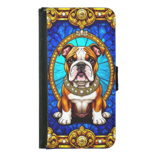 Dog in Stained Glass Style Samsung Galaxy S5 Wallet Case