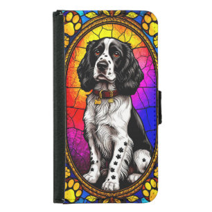 Dog in Stained Glass Style Samsung Galaxy S5 Wallet Case
