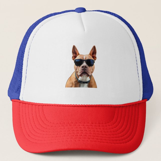 Dog in Sunglasses Trucker Hat (Front)