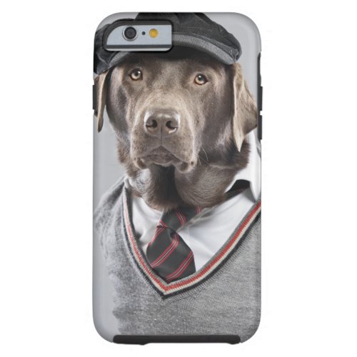 Dog in sweater and cap tough iPhone 6 case