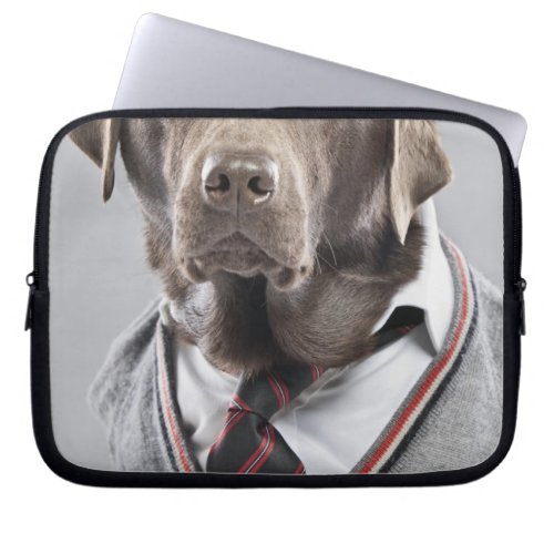 Dog in sweater and cap laptop sleeve