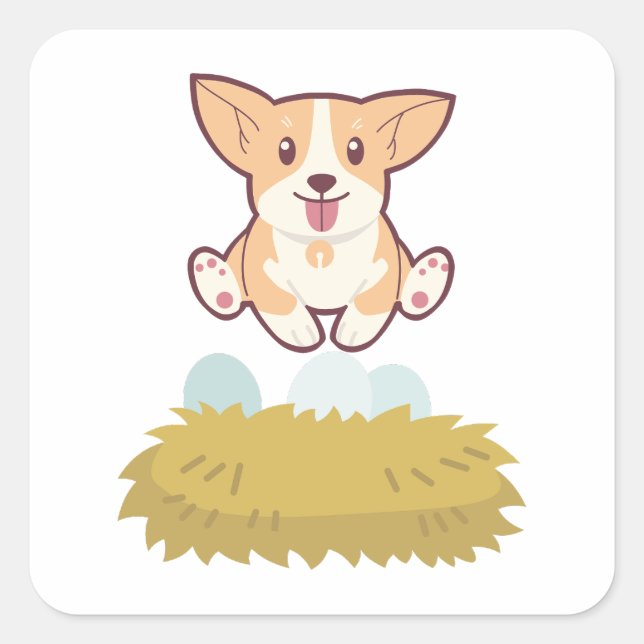 dog in the egg square sticker (Front)