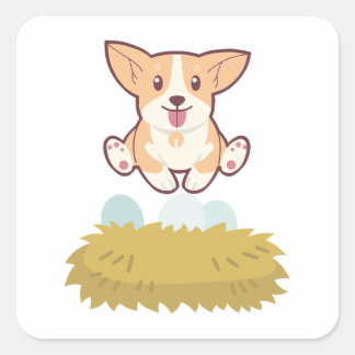 dog in the egg square sticker