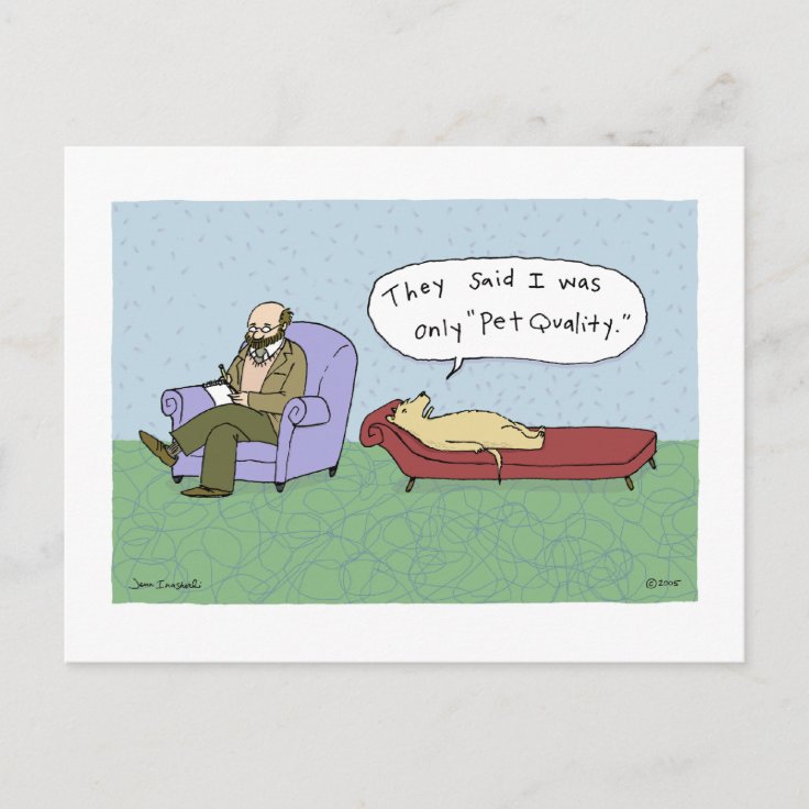Dog in Therapy Cartoon Show Dog Humor Postcard Zazzle