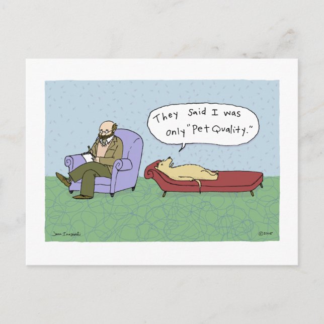 Dog in Therapy Cartoon | Show Dog Humor Postcard (Front)