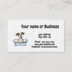 Dog in tub business card