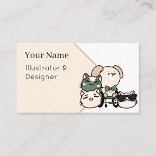 Dog in Wheelchair with Joyful Cat Friends Business Card