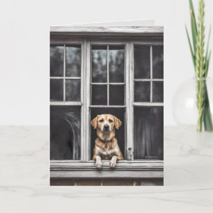 Dog In Window For Miss You Card