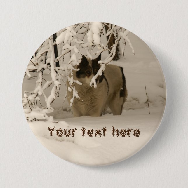 Dog in winter button (Front)