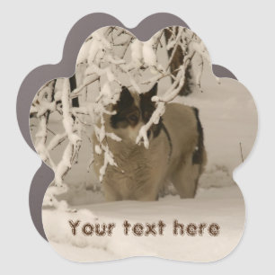 Dog in winter car magnet