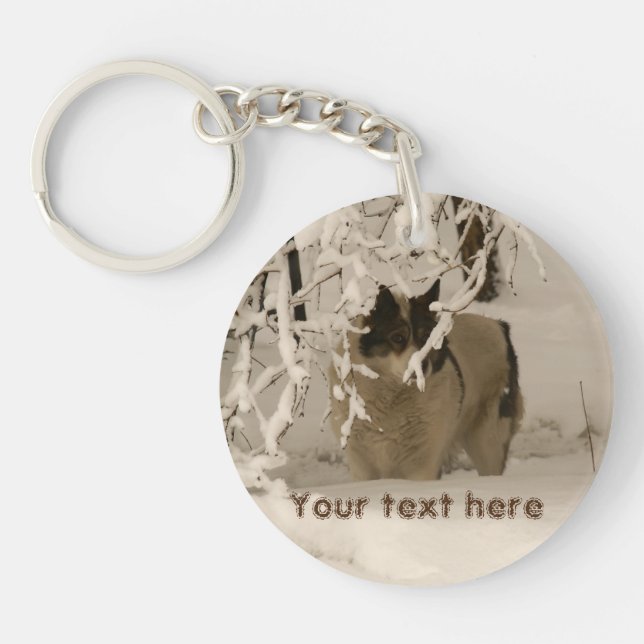 Dog in winter keychain (Front)