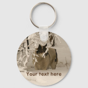 Dog in winter keychain