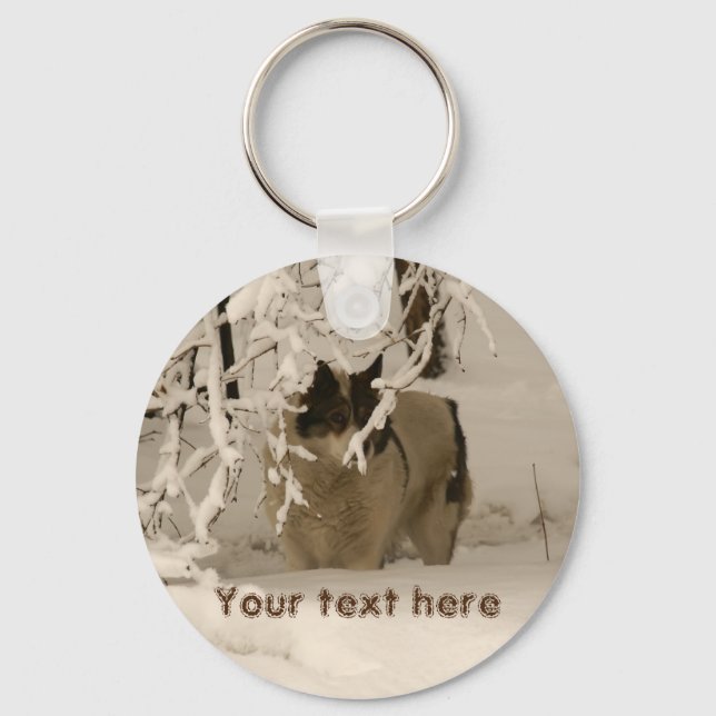 Dog in winter keychain (Front)