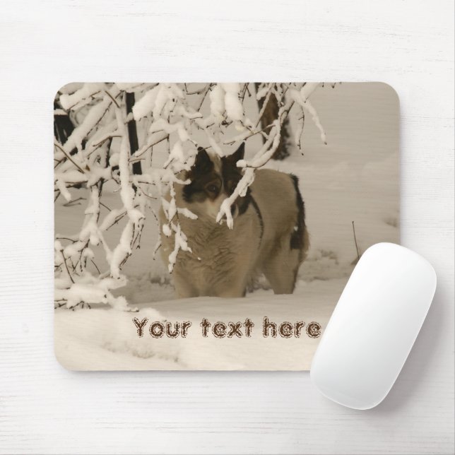 Dog in winter mouse pad (With Mouse)