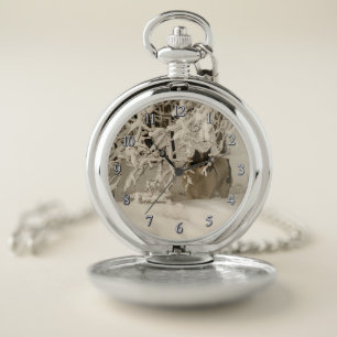 Dog in winter pocket watch