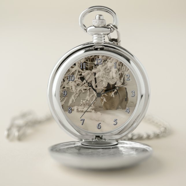 Dog in winter pocket watch (Inside)