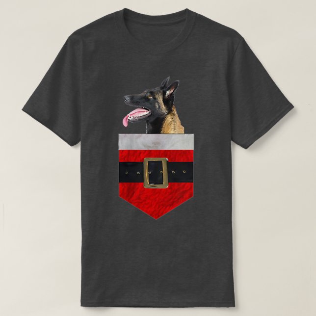 Dog in your Pocket Santa Belgian Sheepdog  T-Shirt (Design Front)