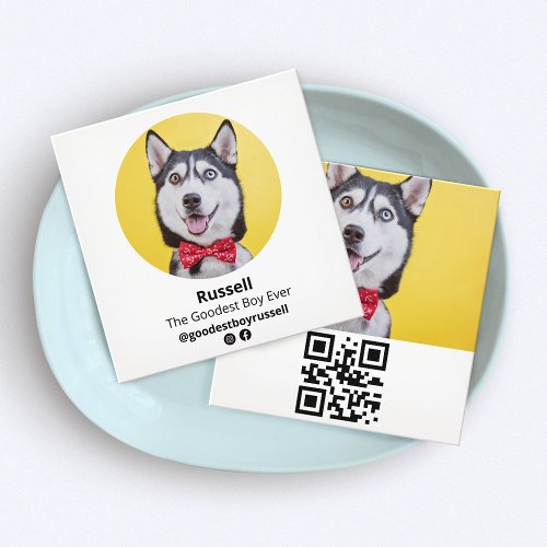 Dog Influencer  Custom Photo Pet Square Business Card